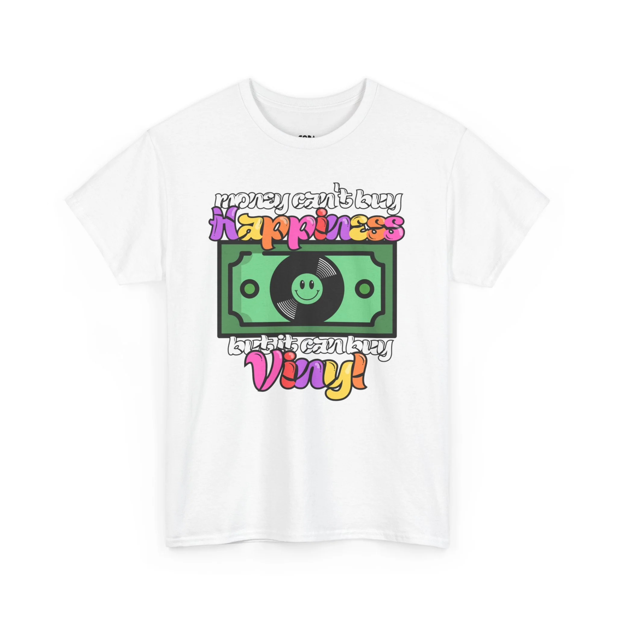 'Money can't buy happiness' Men's Vinyl T-Shirt - Image 10