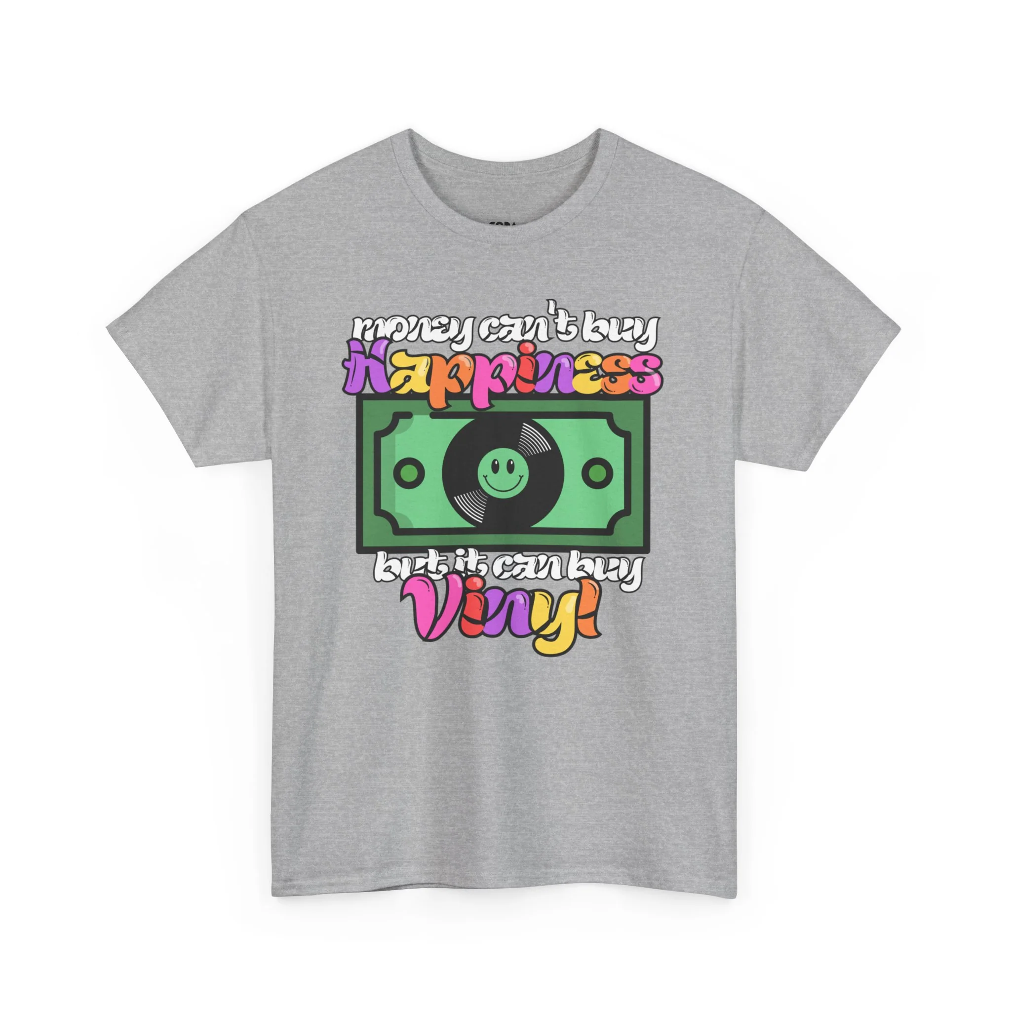 'Money can't buy happiness' Men's Vinyl T-Shirt - Image 19