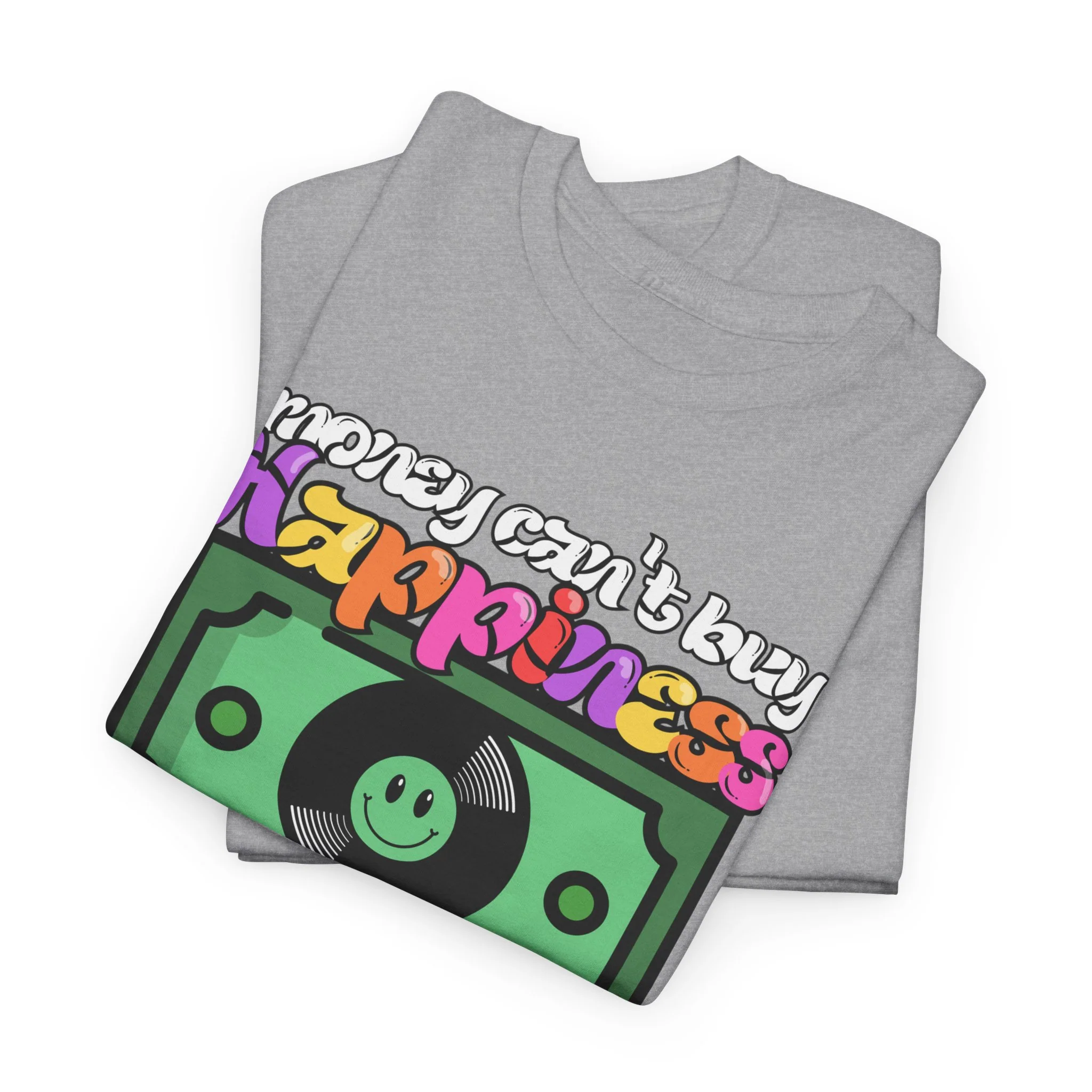 'Money can't buy happiness' Men's Vinyl T-Shirt - Image 21