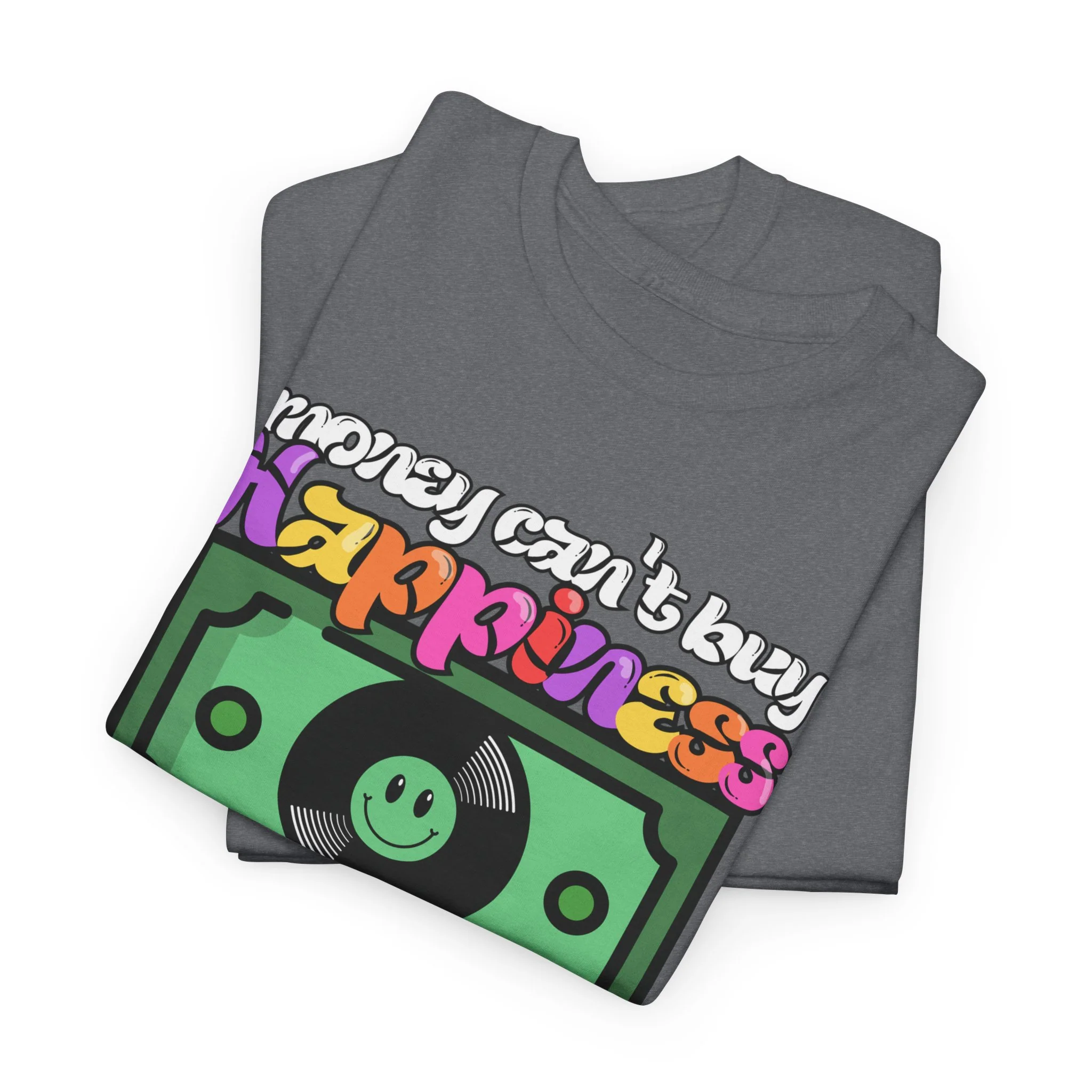 'Money can't buy happiness' Men's Vinyl T-Shirt - Image 31