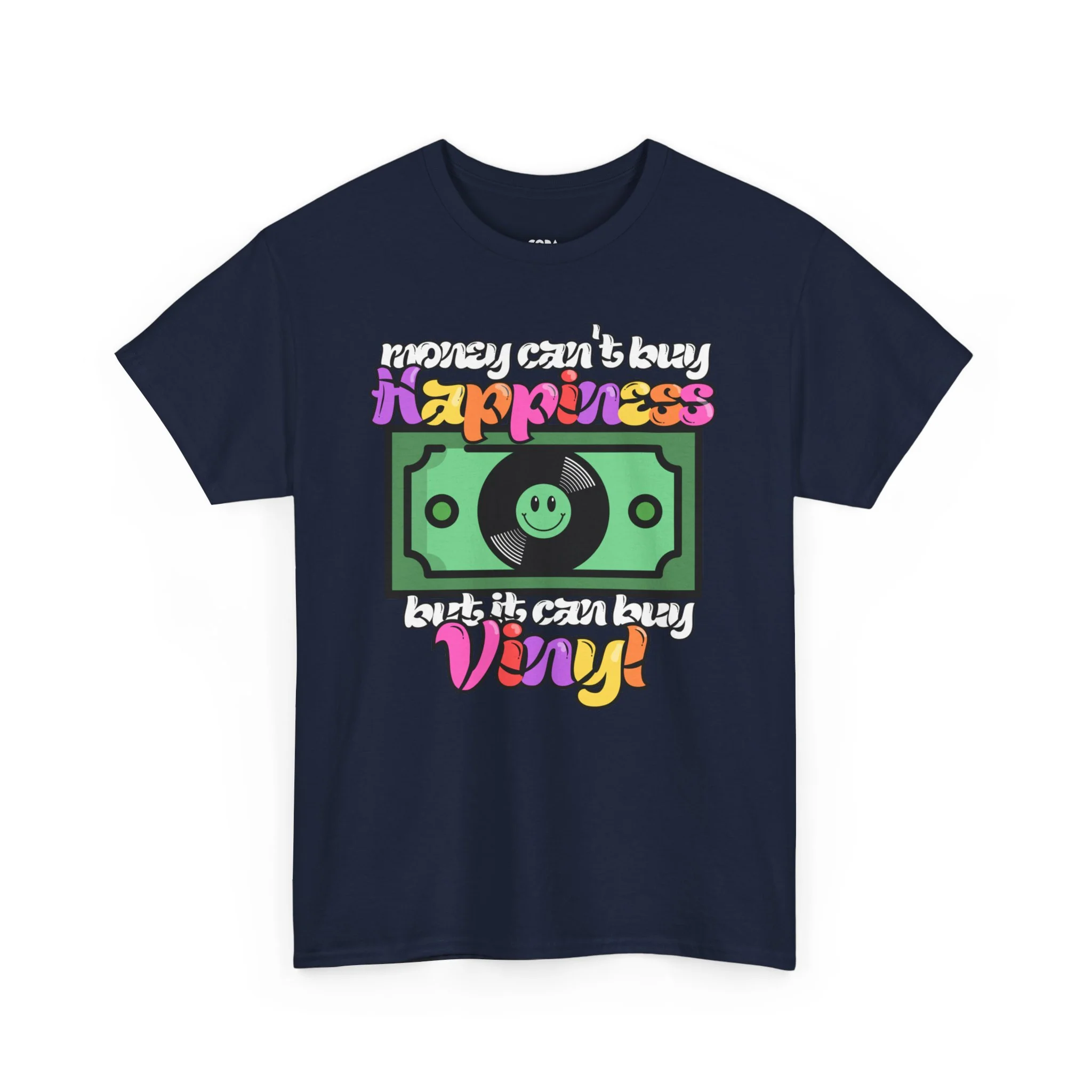 'Money can't buy happiness' Men's Vinyl T-Shirt - Image 37