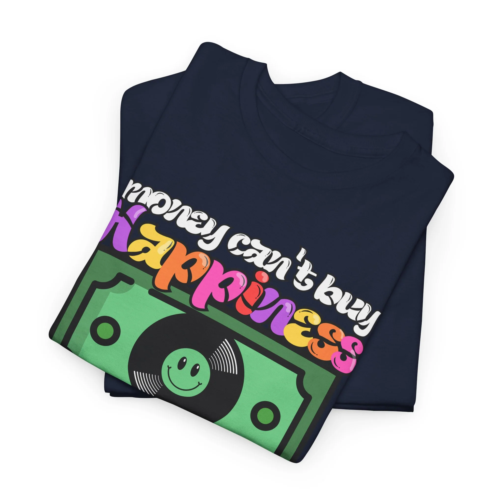 'Money can't buy happiness' Men's Vinyl T-Shirt - Image 40