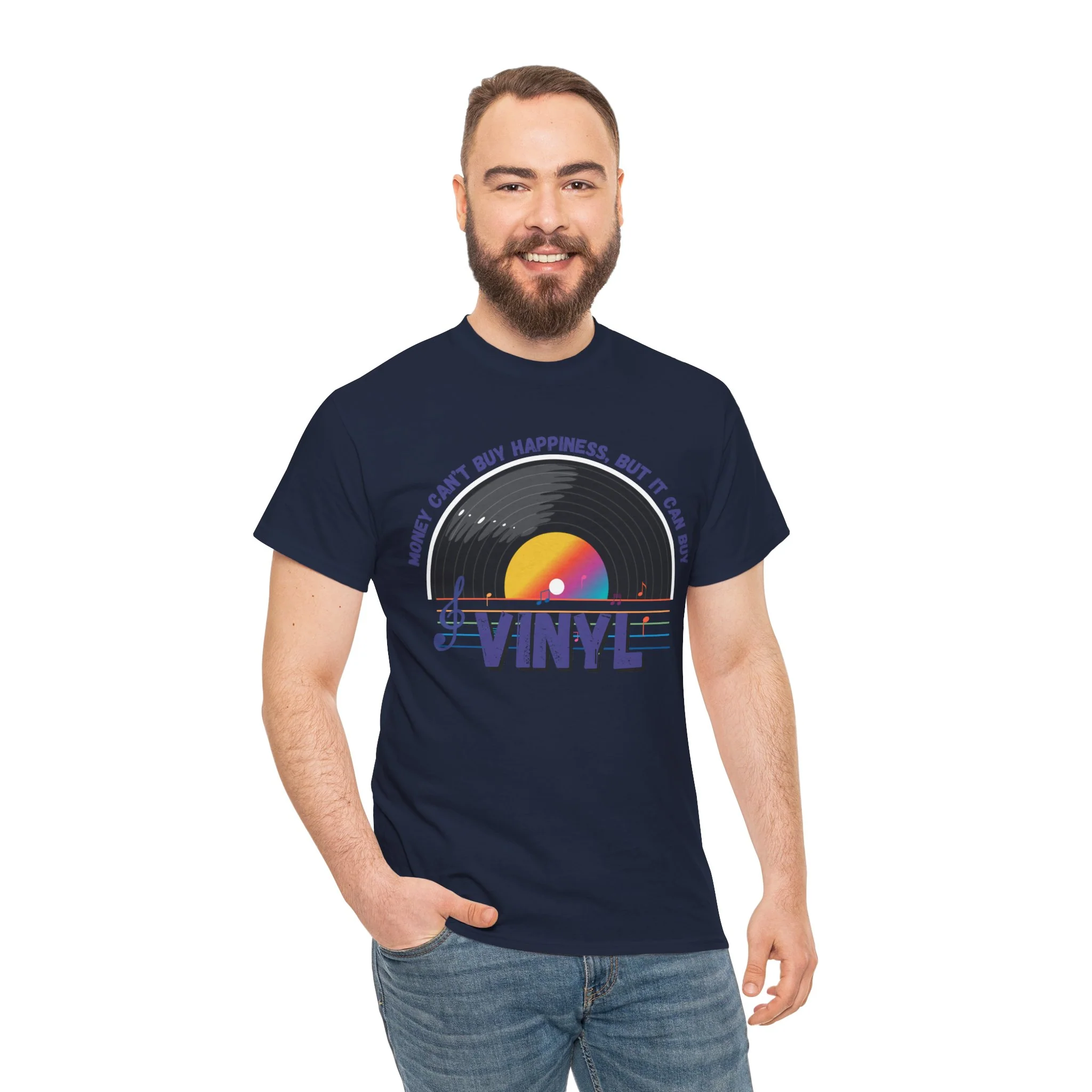 'Money Can't Buy Happiness, But It Can Buy Vinyl' Men's T-Shirt - Image 21