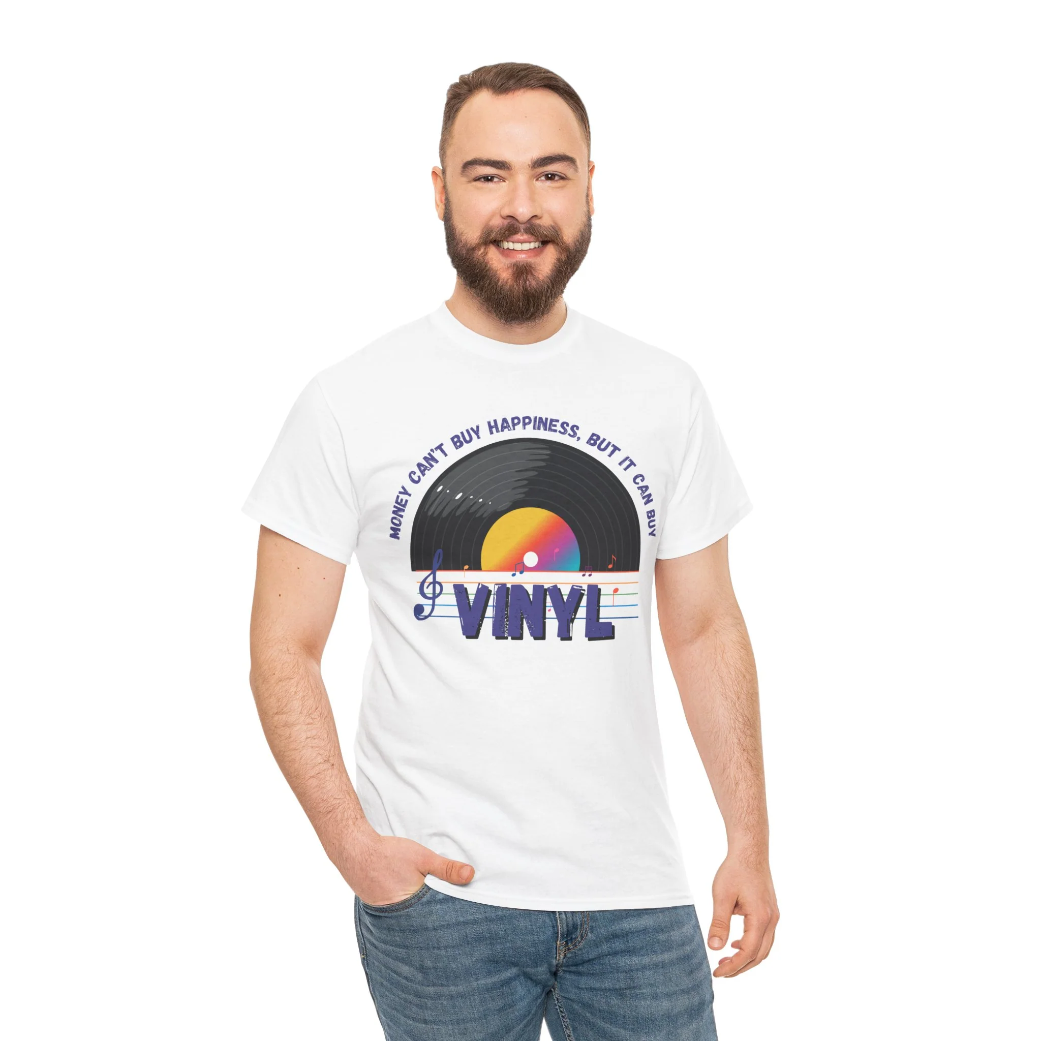 'Money Can't Buy Happiness, But It Can Buy Vinyl' Men's T-Shirt - Image 5
